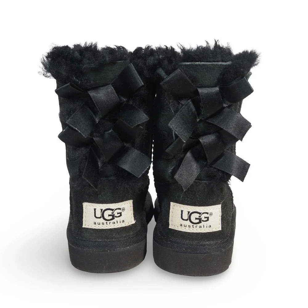 UGG Bailey Bow II‎ Suede Boots 3280T Black Toddler 6 UK 5 EU 22.5